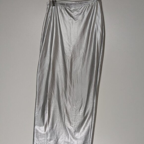 *3/$10* SHEIN Stretch Maxi Skirt with Slit Silver Size Medium Size 6 - Picture 2 of 5